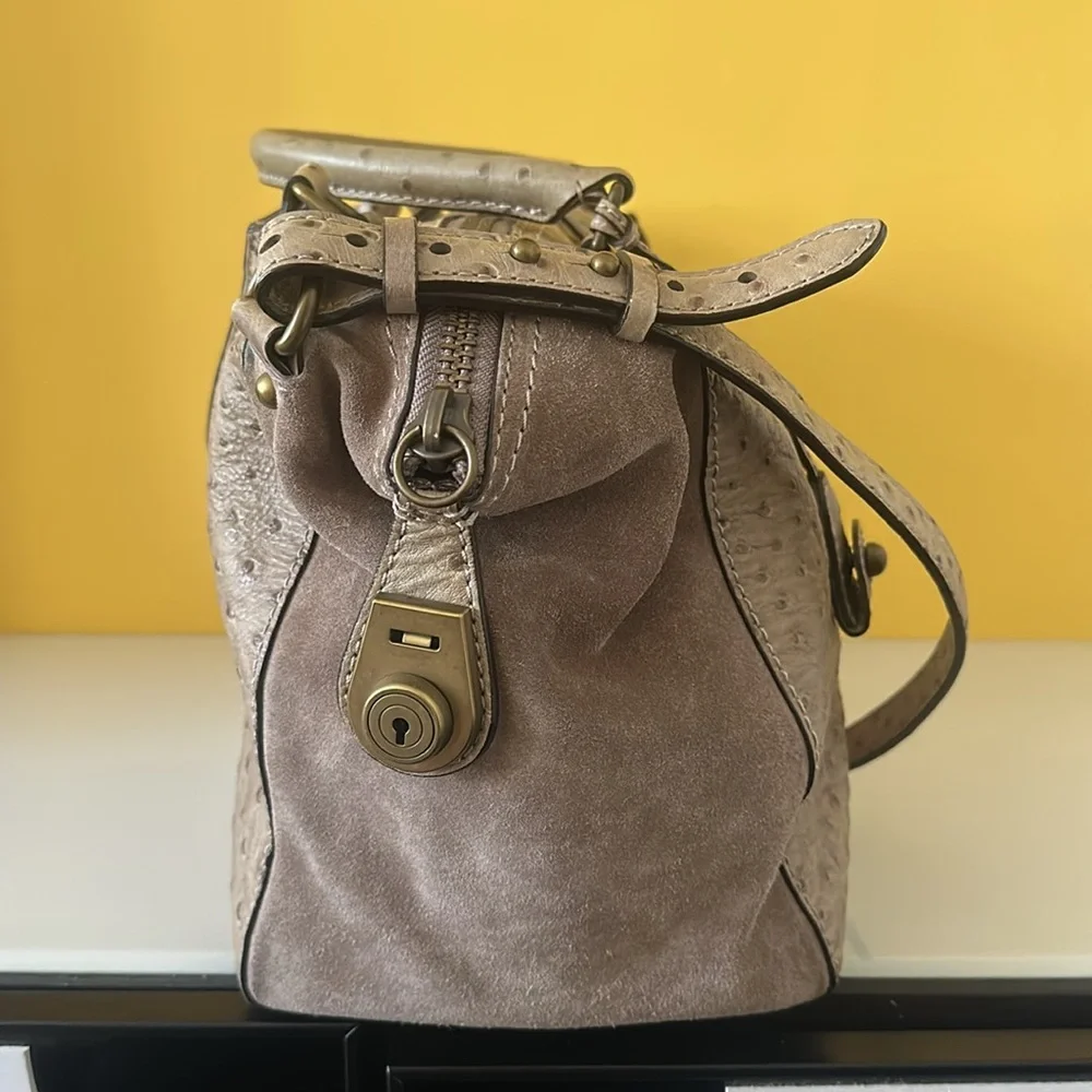 Kate Spade Westward Adventurer Satchel Taupe Ostrich Suede Large  Bag